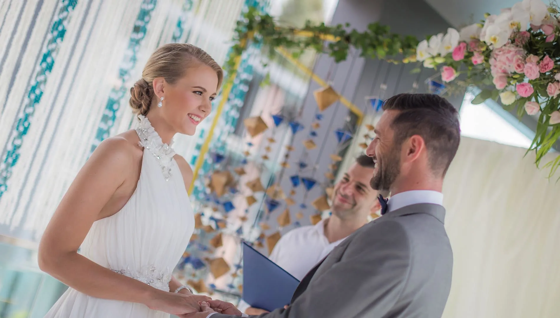 Beachfront wedding ceremony
